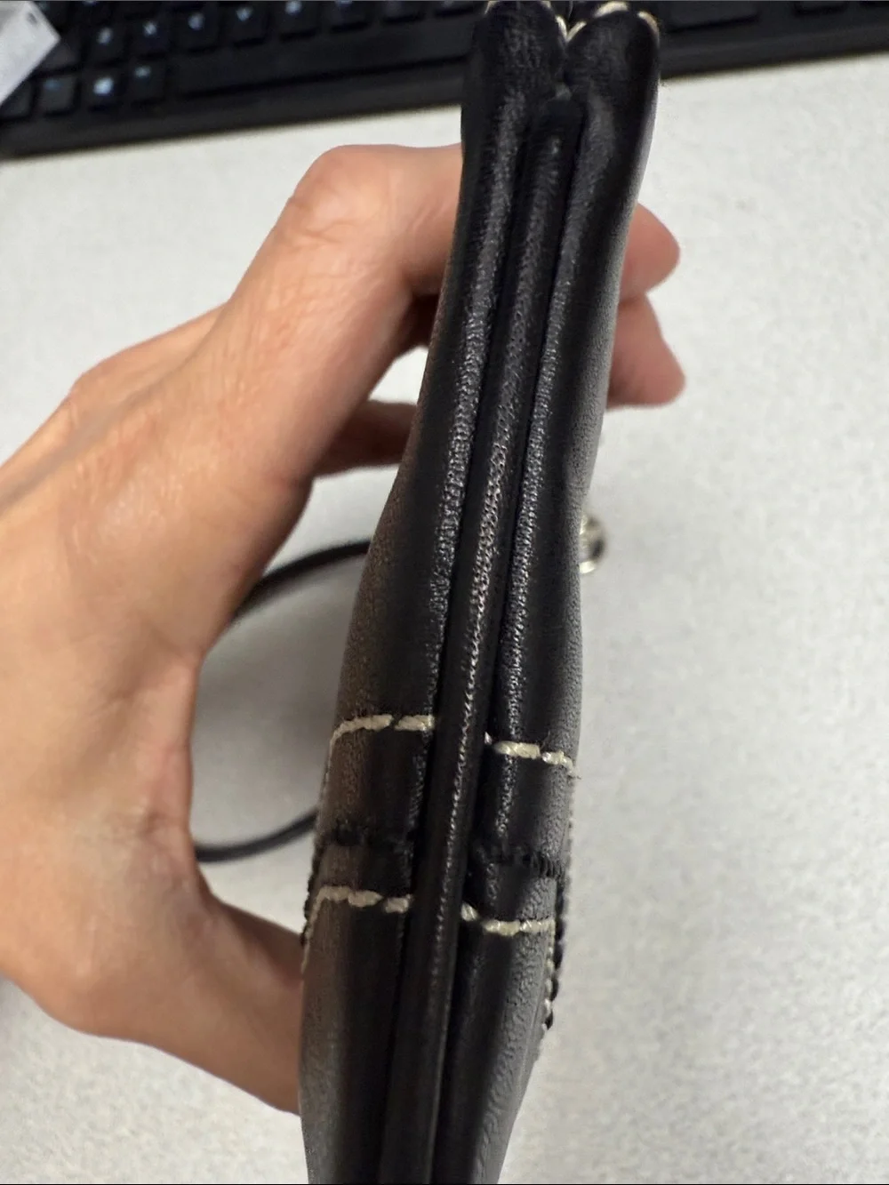 Vintage Coach Black Leather SoHo Wristlet with Contrast Stitching